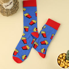 3 Pairs Cartoon Chips Print Socks Women's Stockings & Hosiery