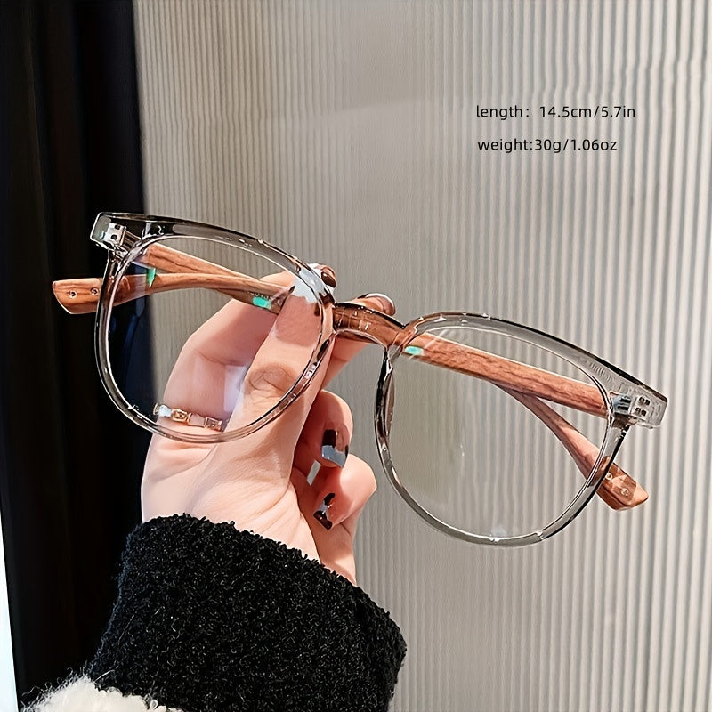 Square Anti Light Glasses for Women Men Wooden Temple Glasses