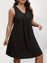  Eyelet Embroidered V-Neck Tank Dress