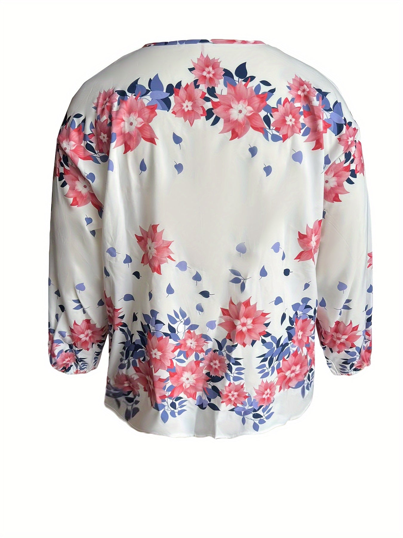  Boho Blouse Women's Floral Print Button Up Lantern Sleeve Top