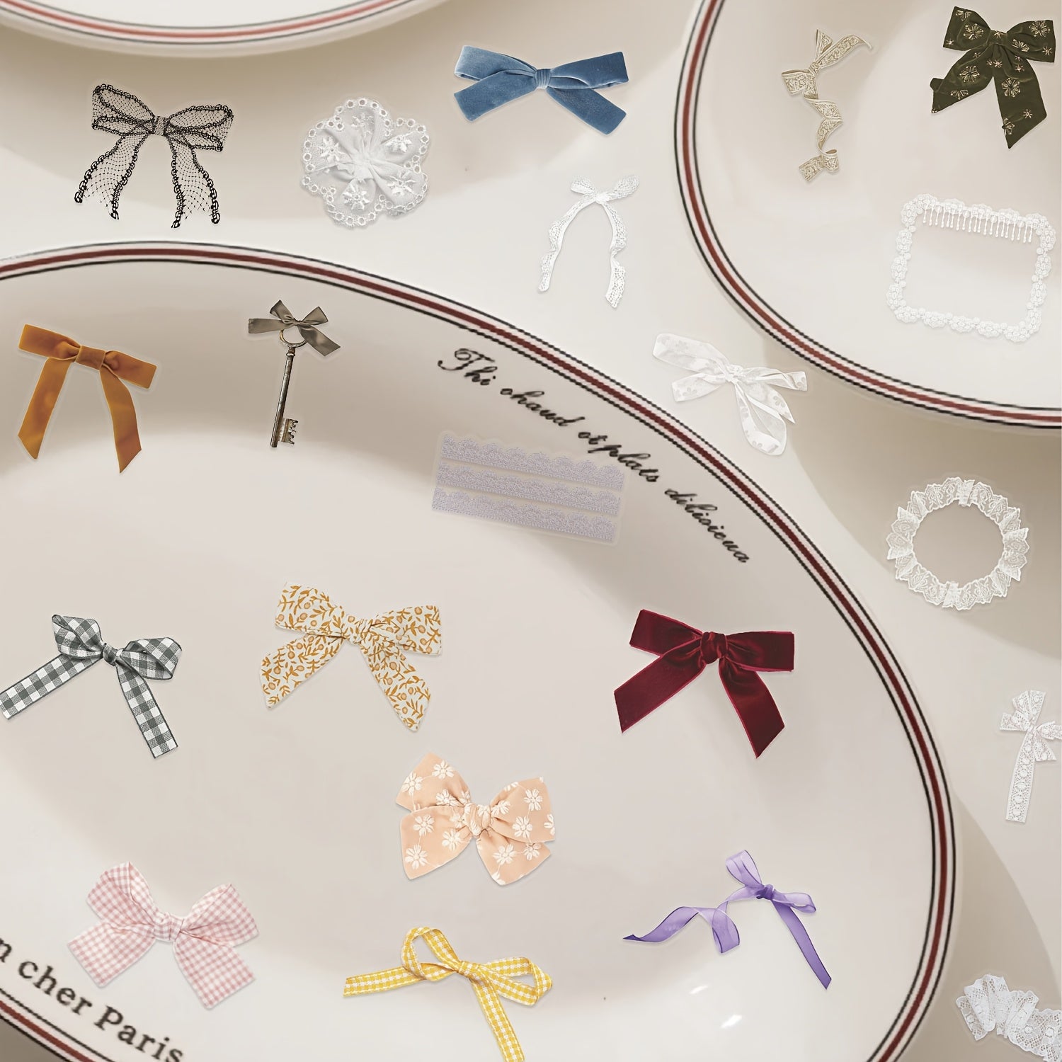 50pcs Butterfly Knot Rope Decorative PET Stickers Assorted DIY Craft Stickers