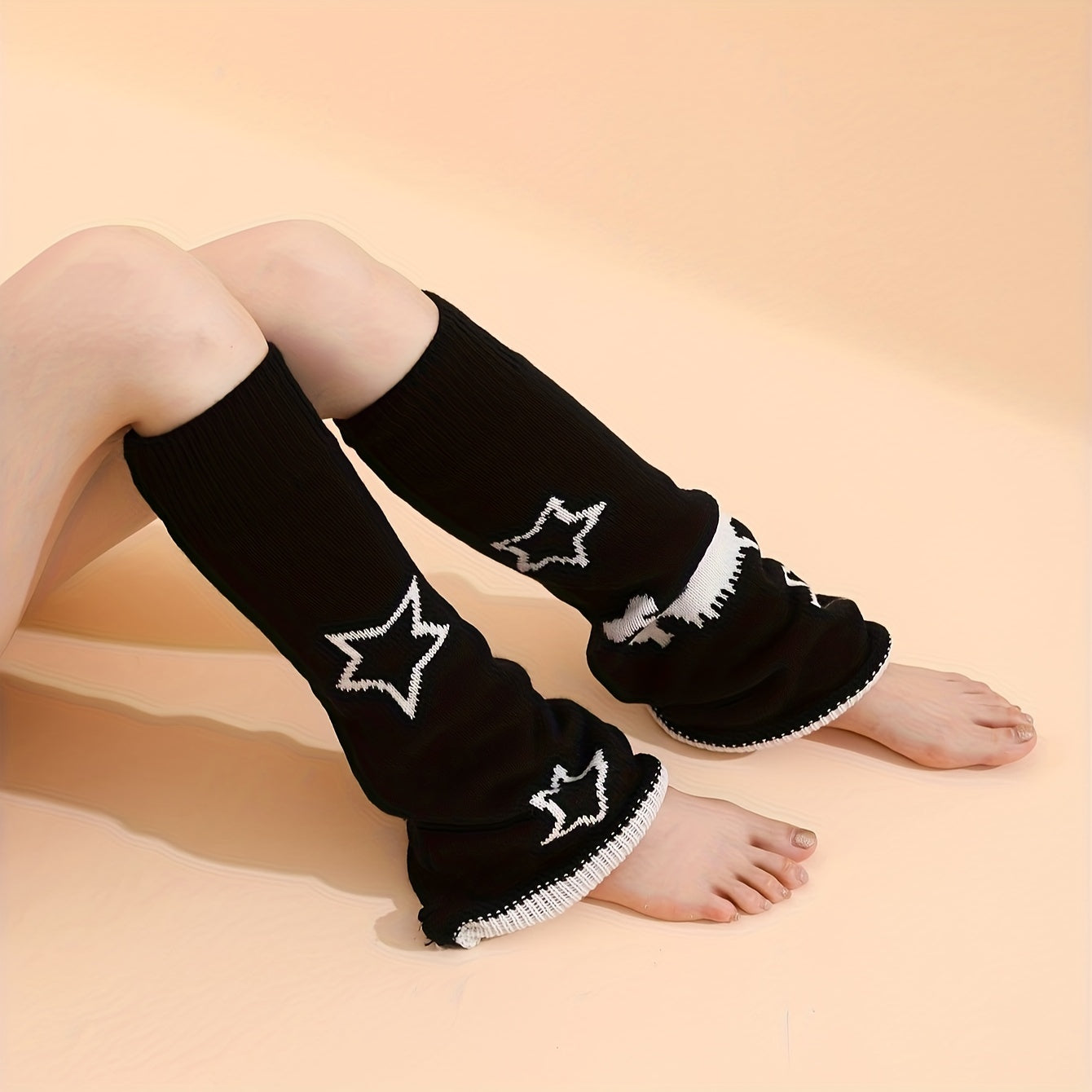 Skull & Star Print Leg Warmers Knee High Socks Women's Stockings