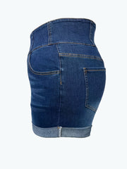  High Rise Skinny Denim Shorts