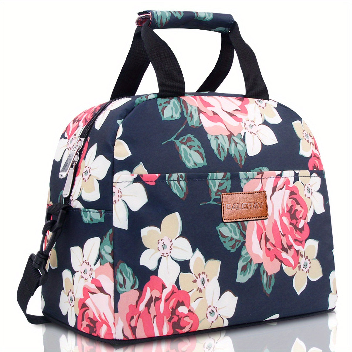 Insulated Flower Print Bag with Adjustable Shoulder Strap