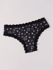  Eyeball & Mushroom Print Lace Trim Bikini Set