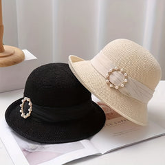 Ribbon Decor Bucket Hat Solid Sun Hat For Women