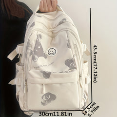 Bear Pattern Backpack Preppy Style School Bag