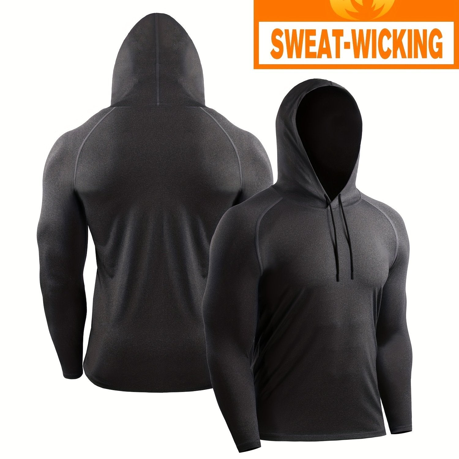 Men's Workout Hooded Shirt Active Mid Stretch Breathable Quick Dry Sports Shirt