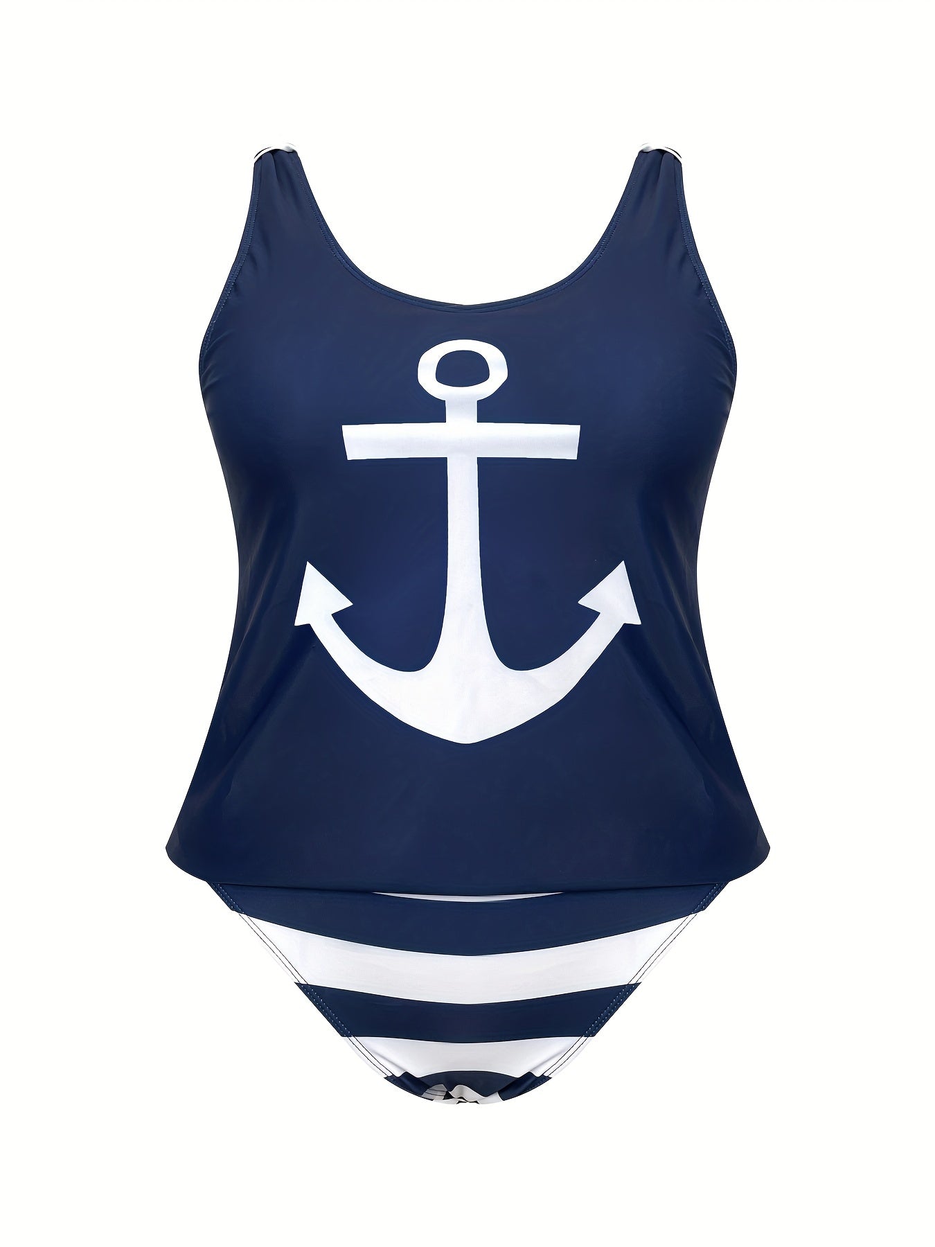  Anchor Print Tankini Set - Women's Plus Two Piece Set
