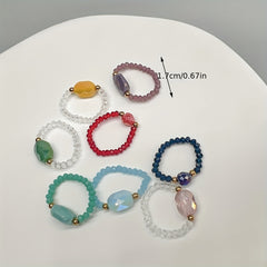 Colorful Crystal Glass Beads Ring for Women