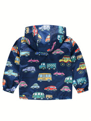 Boys Teen Car Graphic Zipper Hooded Jacket Spring Fall