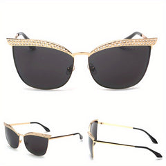 Rhinestone Mirror Lens Sunglasses UV400