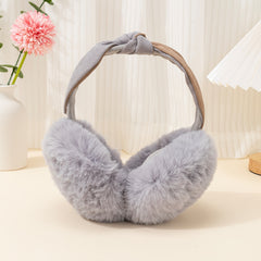 Winter Women Outdoor Earmuff Bowknot Thick Plush Ear Warm Fluffy Ear Bag