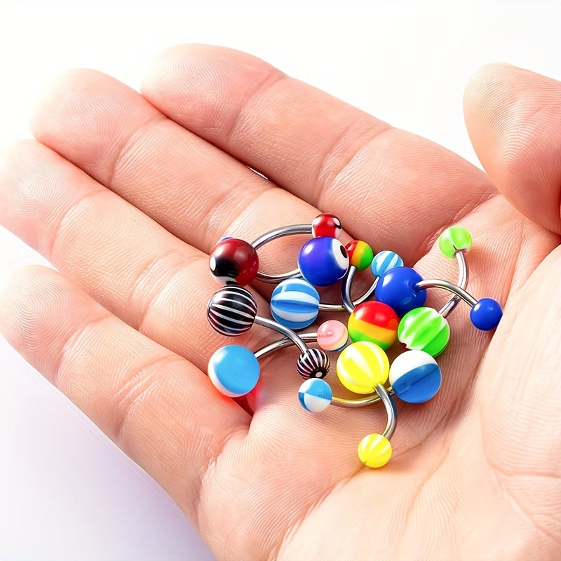 50pcs Colorful Acrylic Plastic Ball Belly Button Ring Navel Piercing Stud
