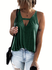 Women's Solid V Neck Tank Top