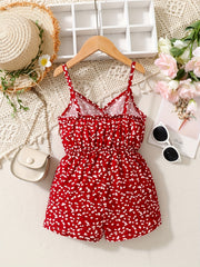Girl's Floral Print Suspender Jumpsuit Kid's Casua...