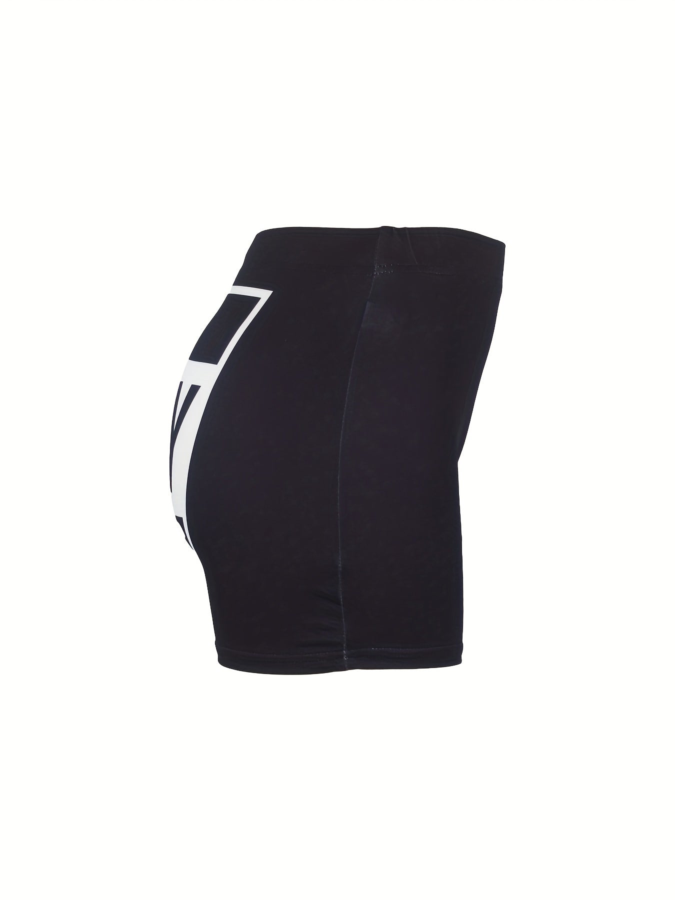 Colorblock Letter Print Skinny Yoga Shorts for Women