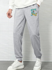 Cartoon Print Men's Sweatpants Solid Drawstring