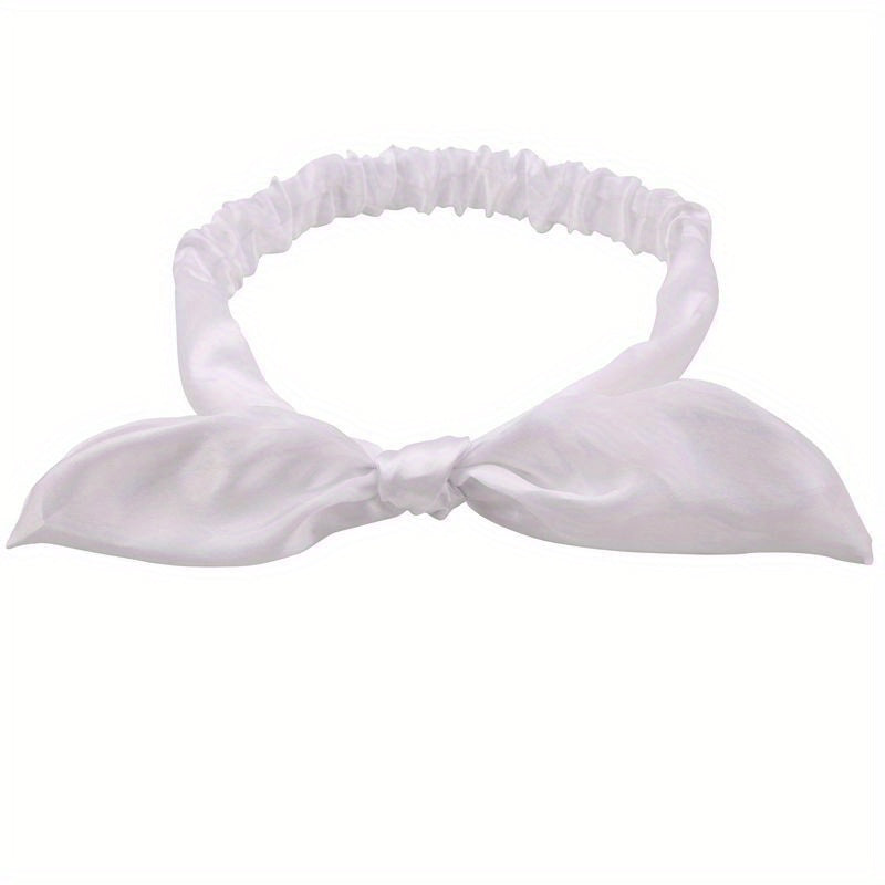 Satin Headband Bowknot Decor Head Hook Stretchy Headdress Silky Hair Band