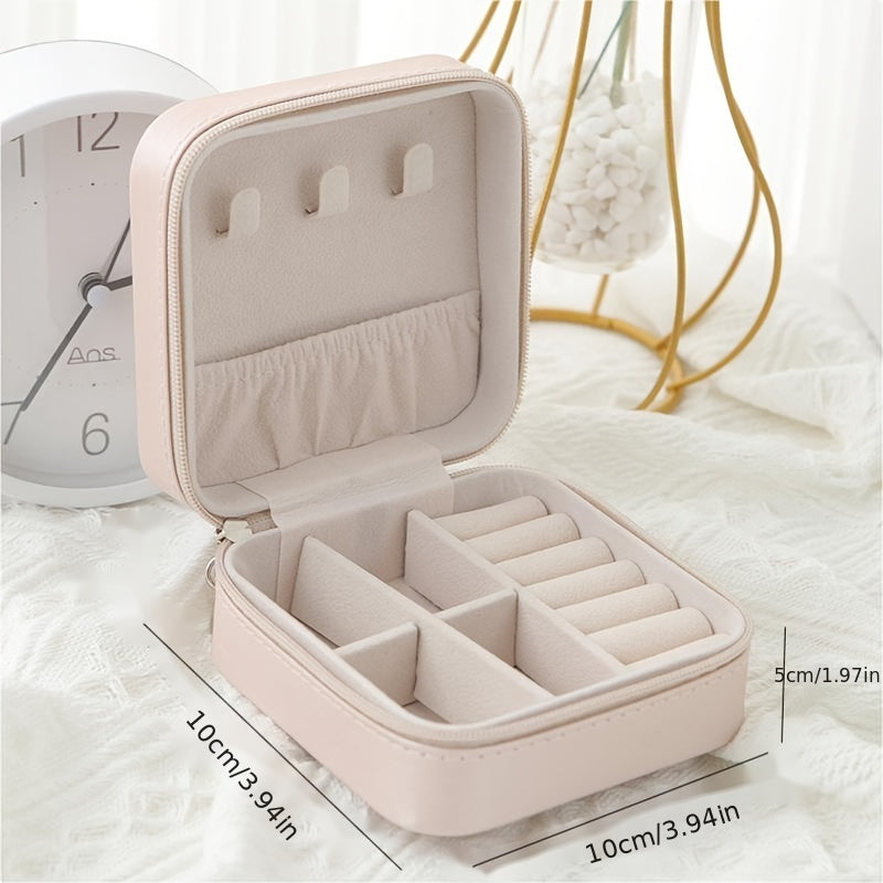 Portable Rectangular Storage Box for Stud Earrings Ring