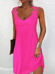Lace Splicing Cami Party Dress Sleeveless Scoop Neck