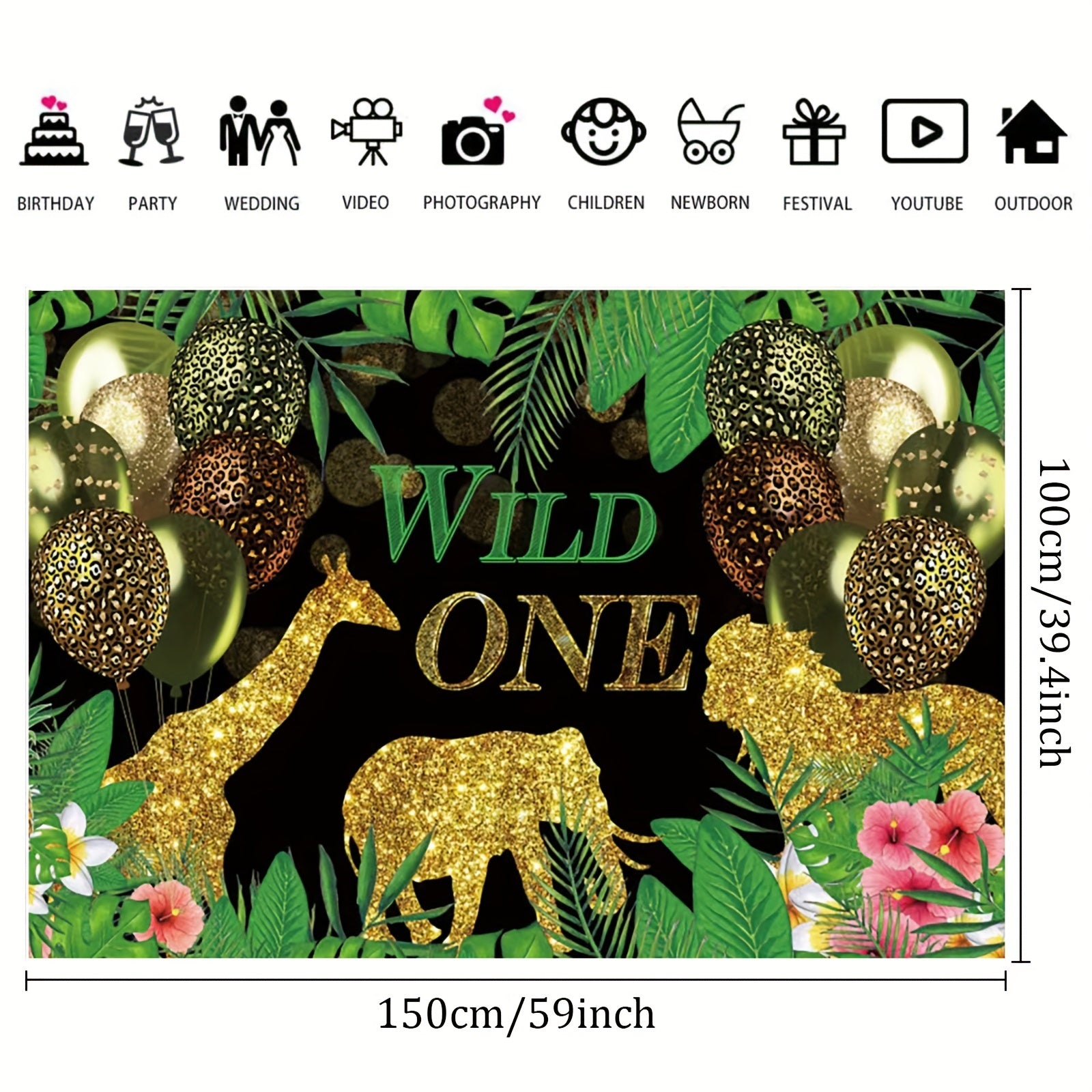Wild One Birthday Decoration Backdrop Banner for 1st Birthday Boy Girls