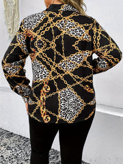  Chain Print Long Sleeve Botton Up Blouse