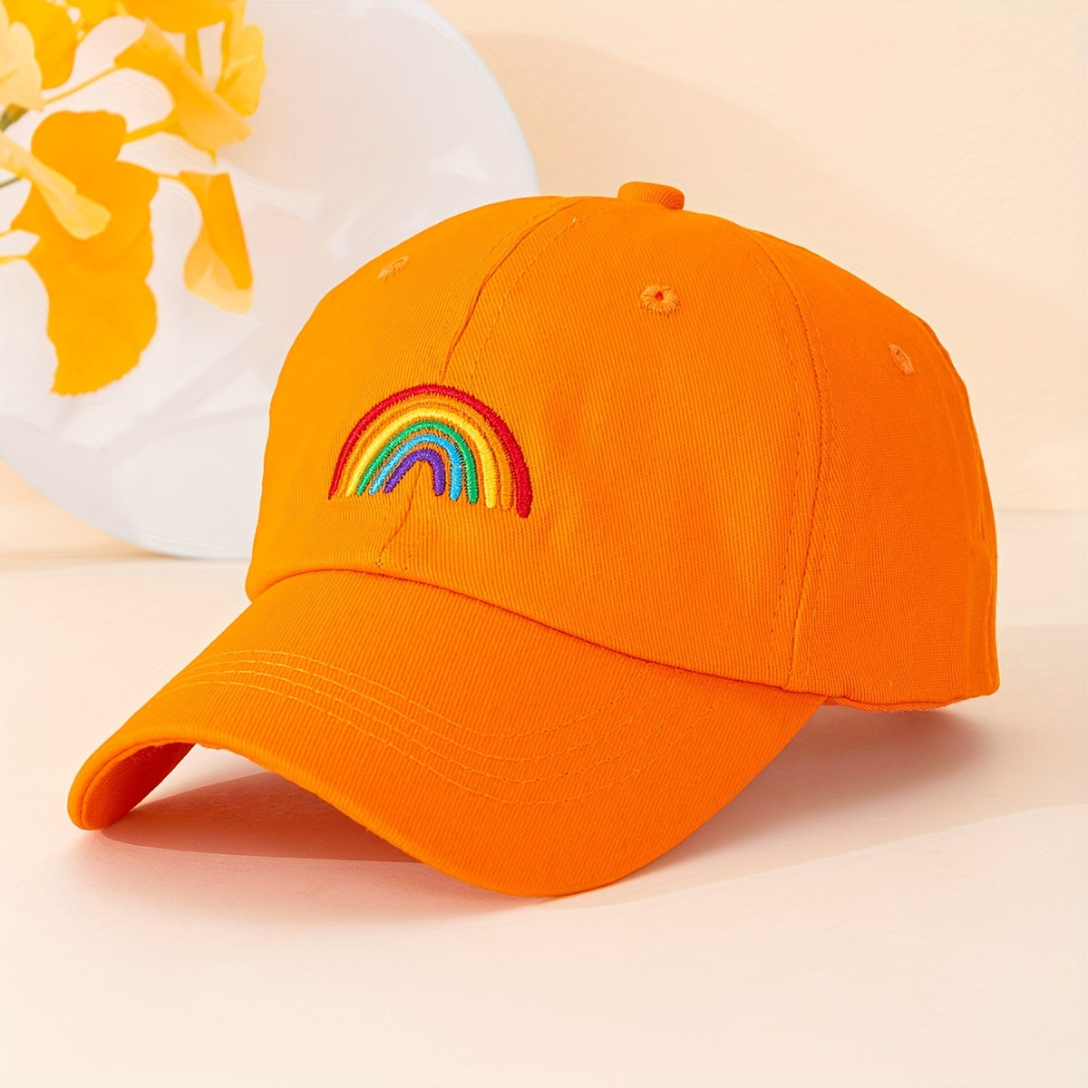Rainbow Embroidery Casual Baseball Cap Candy Unisex Dad Hats Lightweight
