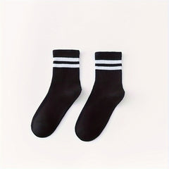 6 Pairs Striped Crew Socks Women's Stockings & Hosiery