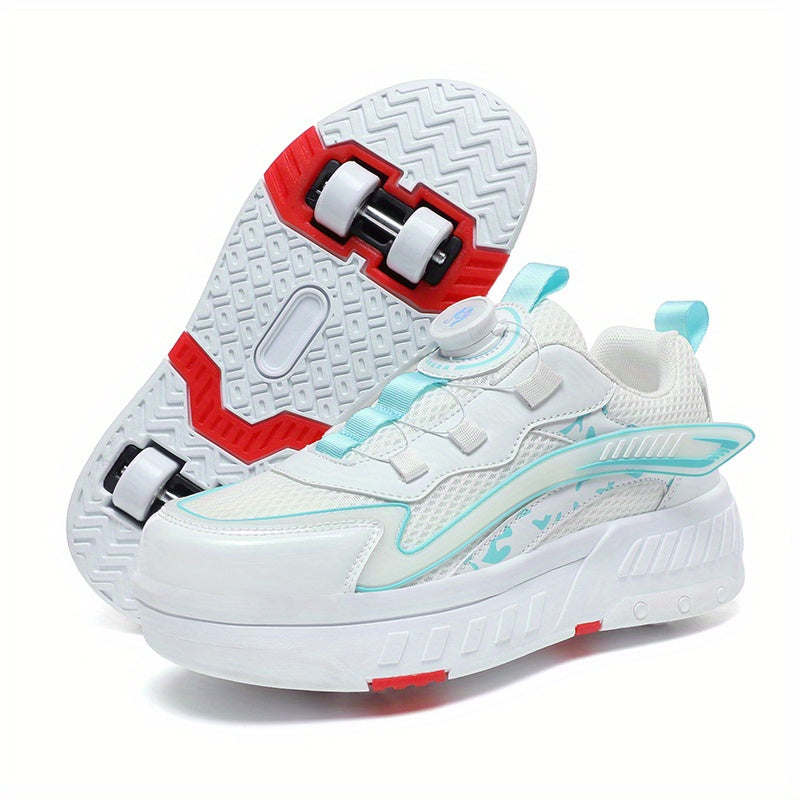 Boy's Mesh Roller Shoes Detachable Four Wheeled Skate Sneakers