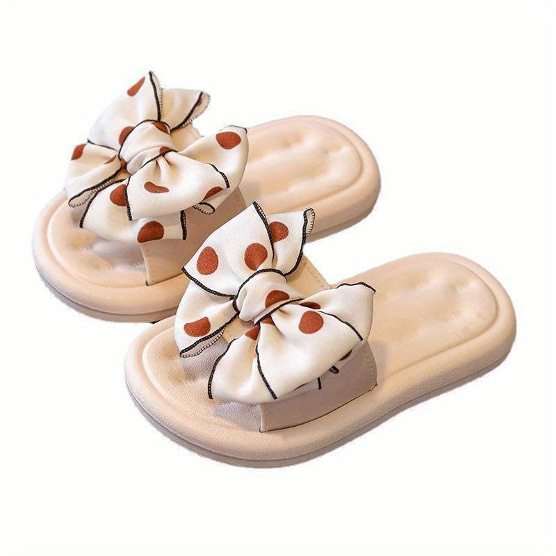 Girls Bowknot Slippers Non Slip Lightweight Open Toe Slippers for Indoor Outdoor