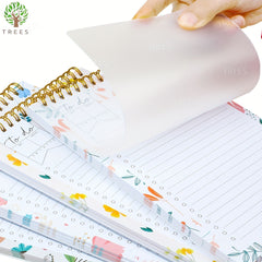 Flower Pattern Daily Planner To Do List Notepad Spiral Organizer