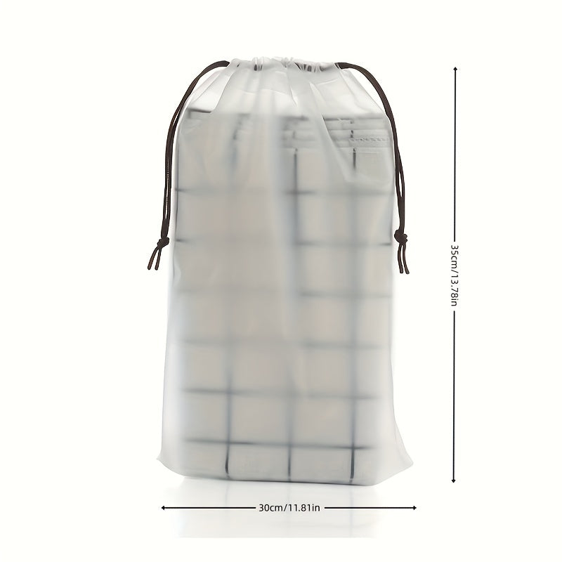 5pc Frosted Texture Plastic Shoe Bag Drawstring Moistureproof Shoe Storage Bag