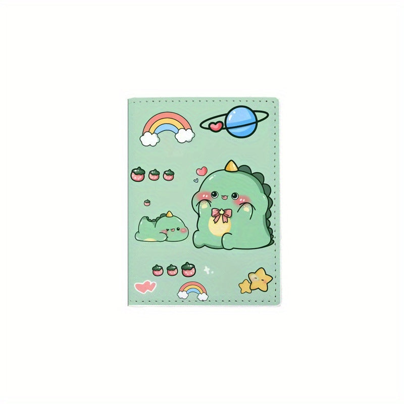 Cartoon Dinosaur Green Passport Protective Cover Waterproof Passport Bag