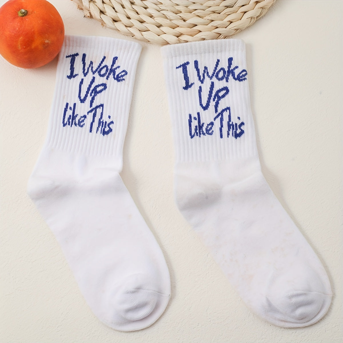 Letter Print Socks Comfy Mid Tube Socks Women's Stockings