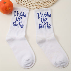 Letter Print Socks Comfy Mid Tube Socks Women's Stockings