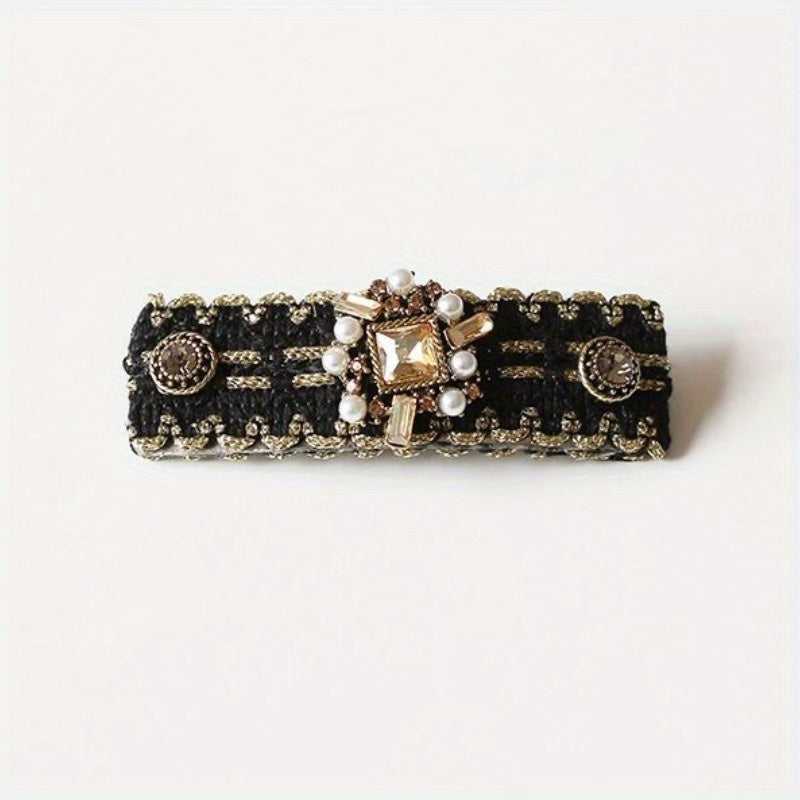 Velvet Bow Hair Clip Rhinestone Side Clip Head Jewelry for Women