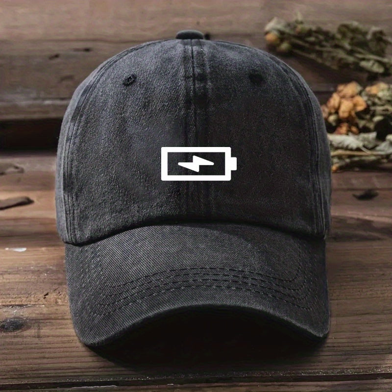 Charging Print Baseball Cap Cotton Washed Distressed Unisex Dad Hats