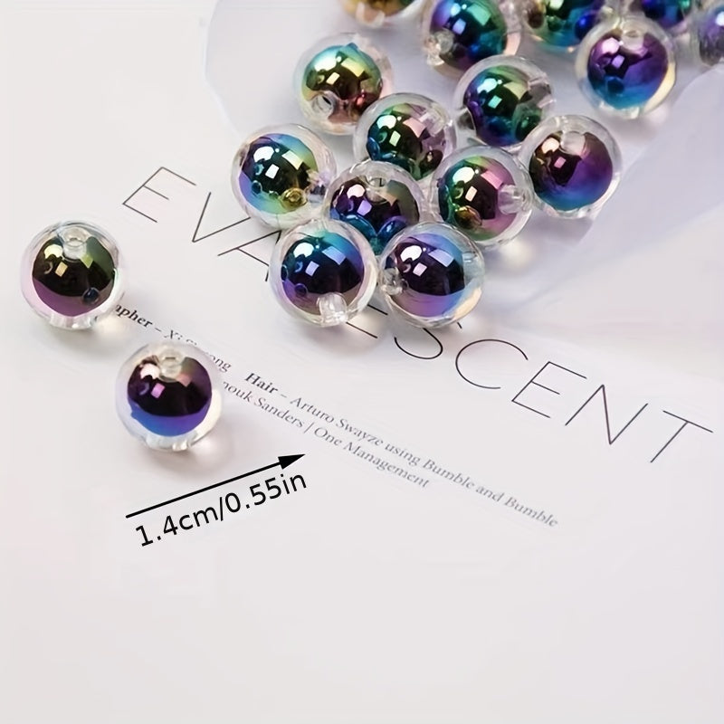 16pcs 14mm Acrylic Plated Beads DIY Mobile Phone Key Chain Bag Beade