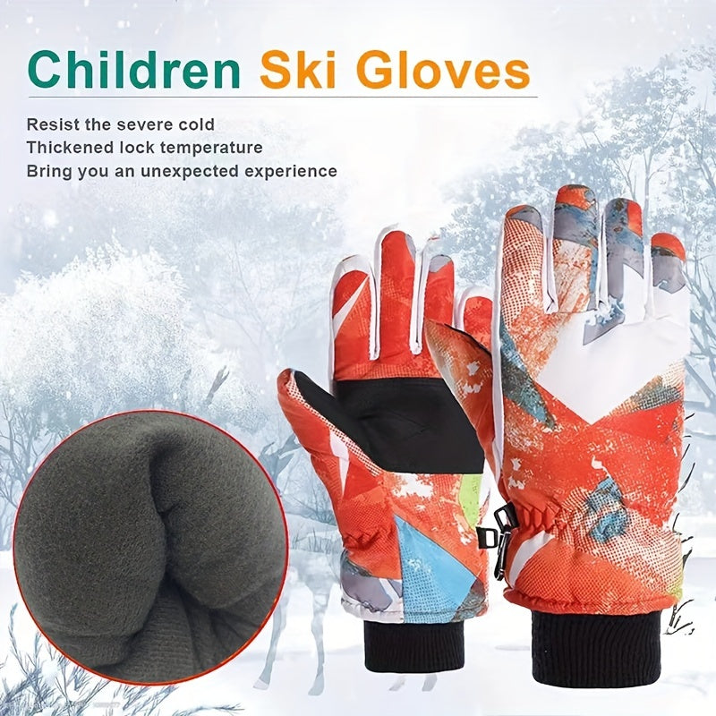 Winter Skiing Gloves For Boys And Girls Non-slip Windproof Waterproof Gloves