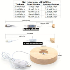 Solid Wood LED Display Base Stand For 3D Crystal Glass Art