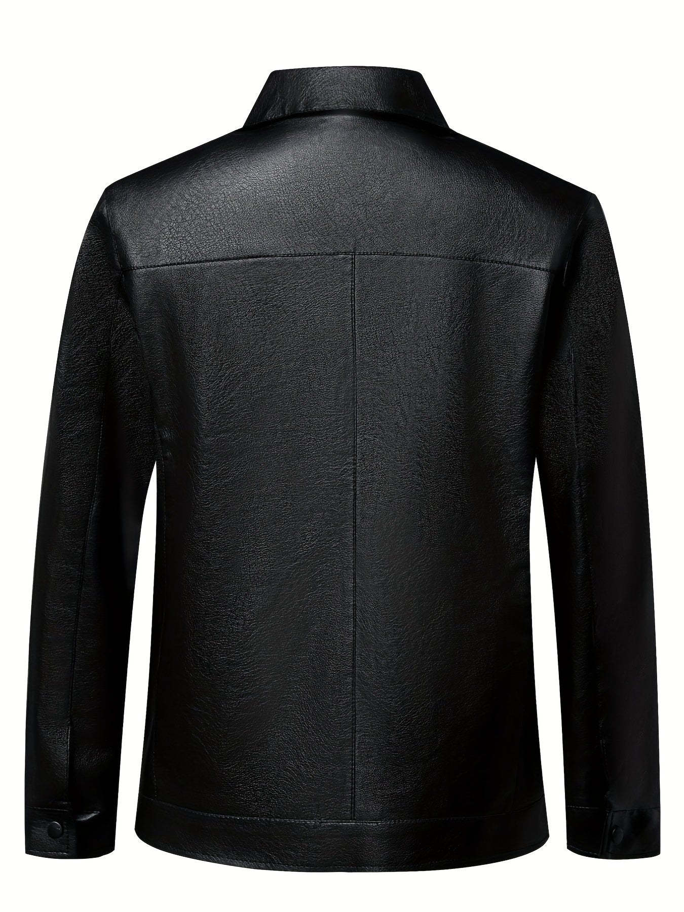 Men's Classic PU Zip Up Faux Leather Jacket for Spring Fall