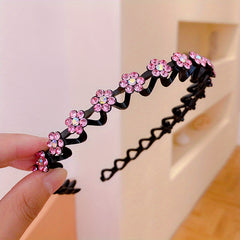 Wavy Rhinestone Hair Band for Women Girls Non-slip Hairband for Washing Skincare