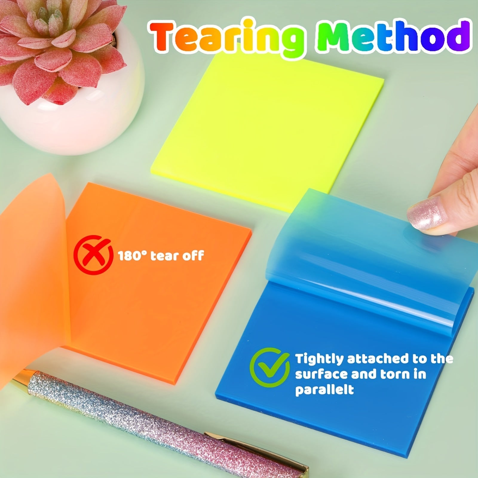 24 Packs Transparent Sticky Notes 1200 Sheets Waterproof Adhesive 7.6"