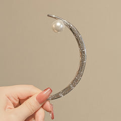 Moon Hairpin Flower Hair Pin Chignon Hair Clasp Girl Women Faux Pearl Hair Clip