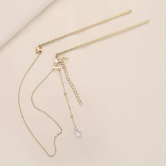 Retro Hair Pin Mini Fan Shape Decor Pendant Double Hairpin Ponytail Holder