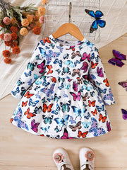 Baby Girl Butterfly Printed Casual Dress