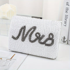 Beaded Box Evening Bag Chain Shoulder Prom Purse Women's Mini Clutch Bag