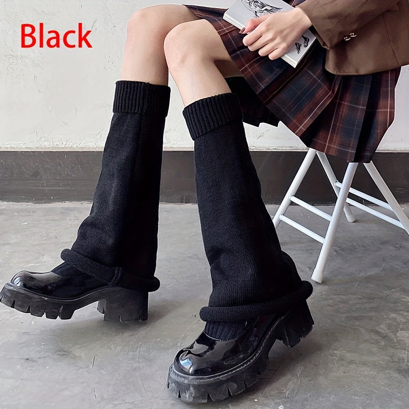 Solid Leg Warmers Knee High Socks Women's Stockings