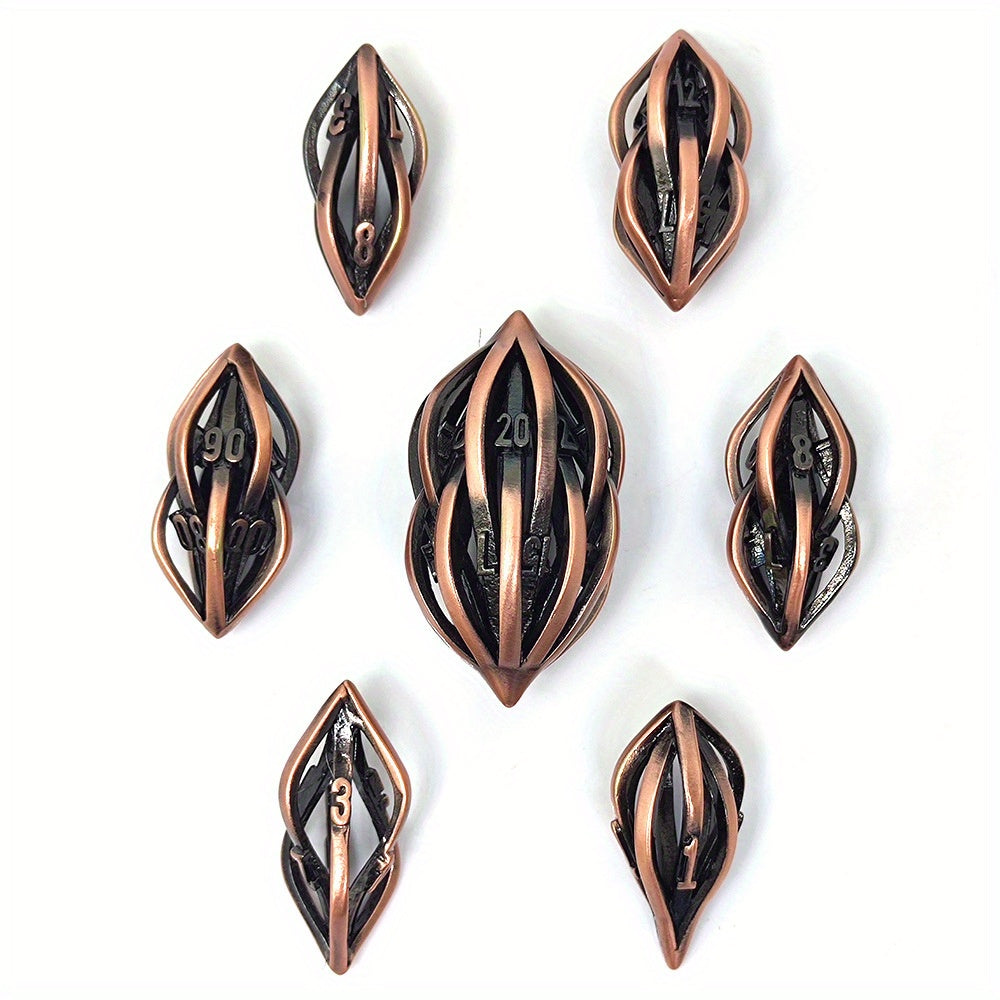 7pcs Metal Hollow Dice Set Polyhedral for Christmas & Halloween